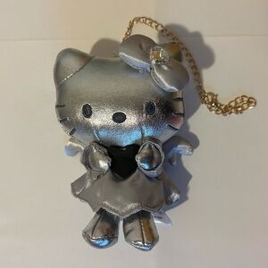Hello Kitty Black Angel Silver Plush Keychain